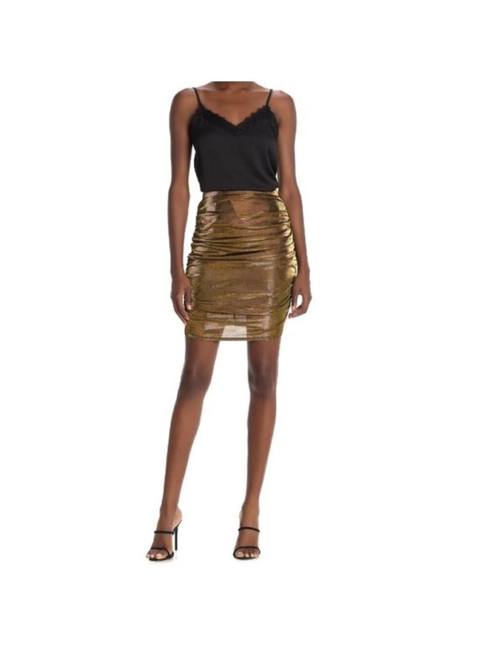Wild Honey Metallic Ruched Mini Skirt
